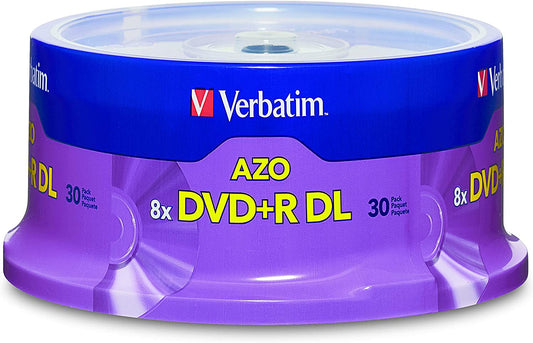 Verbatim DVD+R DL 8.5GB 8X with Branded Surface - 30pk Spindle - 96542 30-Disc DVD+R DL