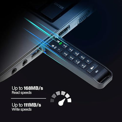 iStorage datAshur Personal2 256-bit 32GB USB 3.0 Secure encrypted Flash Drive IS-FL-DAP3-B-32 32GB, Black