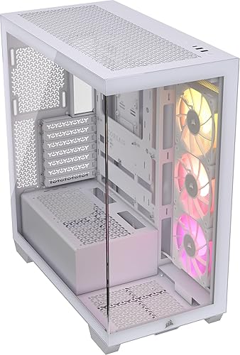 CORSAIR iCUE Link 3500X RGB Mid-Tower ATX PC Case – Panoramic Tempered Glass – Reverse Connection Motherboard Compatible – 3X CORSAIR iCUE Link RX120 RGB Fans Included – White iCUE LINK RGB White