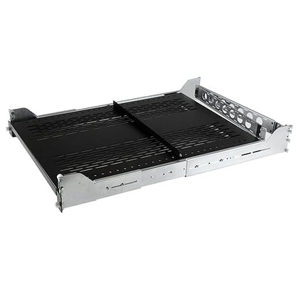 StarTech.com 2U Vented Sliding Rack Shelf w/ Cable Management Arm & Adjustable Mounting Depth - 110lbs / 50kg - 24in Deep Tray 125 lbs | Vented