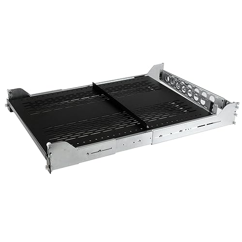 StarTech.com 2U Vented Sliding Rack Shelf w/ Cable Management Arm & Adjustable Mounting Depth - 110lbs / 50kg - 24in Deep Tray 125 lbs | Vented