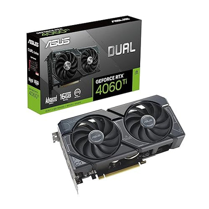 ASUS Dual GeForce RTX™ 4060 Ti 16GB Advanced Edition GDDR6 (PCIe 4.0, 16GB GDDR6, DLSS 3, HDMI 2.1a, DisplayPort 1.4a, 2.5-Slot Design, Axial-tech Fan Design, 0dB Technology, and More)