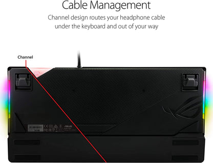 ASUS ROG Strix Flare (Cherry MX Red) Aura Sync RGB Mechanical Gaming Keyboard with Switches, Customizable Badge, USB Pass Through and Media Controls