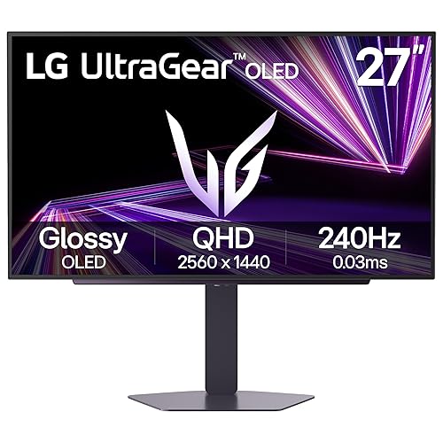 LG 27GX704A-B 27-inch Ultragear OLED Gaming Monitor QHD 1440p 240Hz, 0.03ms, NVIDIA G-Sync, AMD FreeSync Premium Pro, HDMI, USB, Tilt/Height/Swivel/Pivot Stand, Black 27" QHD 2560 x 1440 240Hz