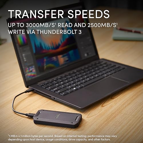 SanDisk Professional 2TB PRO-G40 SSD - Up to 3000MB/s, Thunderbolt 3 (40Gbps), USB-C (10Gbps), IP68 dust/Water Resistance, External Solid State Drive - SDPS31H-002T-GBC1D [exFAT Version]