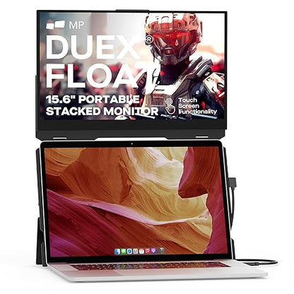 Portable Monitor - Mobile Pixels 15.6" Duex Float Portable Stacked Monitor, FHD IPS Touchscreen (Built-in Kickstand), USB C/HDMI Laptop Screen Extender, Compatible with Windows/MacOS/ChromeOS/Switch
