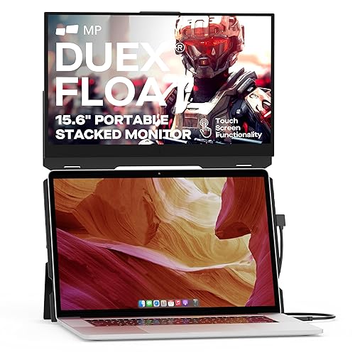 Portable Monitor - Mobile Pixels 15.6" Duex Float Portable Stacked Monitor, FHD IPS Touchscreen (Built-in Kickstand), USB C/HDMI Laptop Screen Extender, Compatible with Windows/MacOS/ChromeOS/Switch