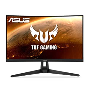 ASUS TUF Gaming 27" 1440P HDR Curved Monitor (VG27WQ1B) - QHD (2560 x 1440), 165Hz (Supports 144Hz), 1ms, Extreme Low Motion Blur, Speaker, FreeSync Premium, VESA Mountable, DisplayPort, HDMI , BLACK 27" Curved QHD 1ms 165Hz FreeSync Premium Monitor