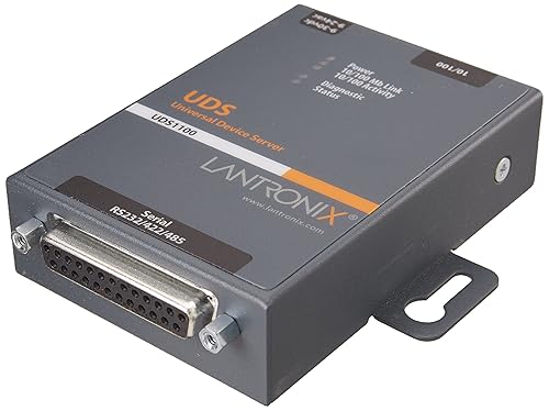 Lantronix One Port Serial (RS232/ RS422/ RS485) to IP Ethernet Device Server - International 110-240 VAC - Convert from RS-232; RS-485 to Ethernet using Serial over IP technology; UL864 Compliant; Wall Mountable; Rail Mountable