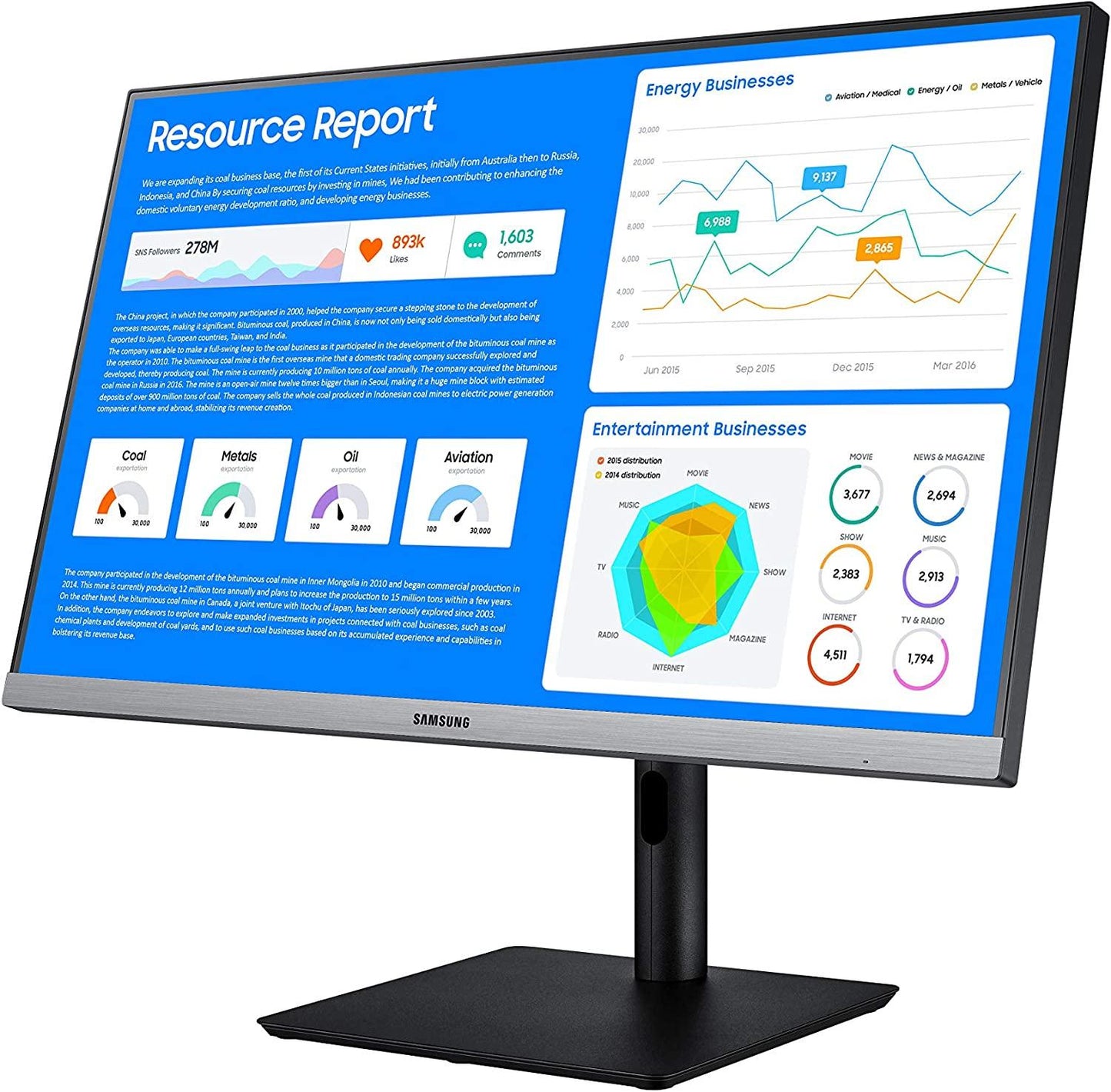 Samsung Business S24R650FDN SR650 Series 24 inch IPS 1080p 75Hz Computer Monitor for Business with VGA, HDMI, DisplayPort, and USB Hub, 3-Year Warranty, Black 24-inch
