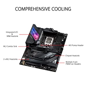 ASUS ROG Strix Z690-E Gaming WiFi 6E LGA 1700(Intel 12th Gen)ATX gaming motherboard(PCIe 5.0,DDR5,2.5 Gb LAN,Thunderbolt 4,5xM.2,1xPCIe 5.0 M.2,ROG Hyper M.2 Card,Front panel USB 3.2 Gen 2x2 Type-C)