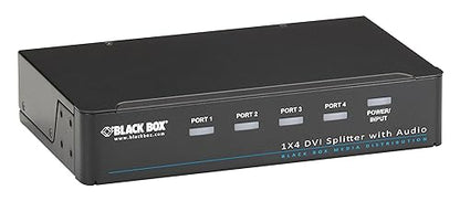 Black Box DVI-D Splitter with Audio and HDCP, 1 x 4 - Audio Line In - Audio Line Out - DVI In - DVI Out