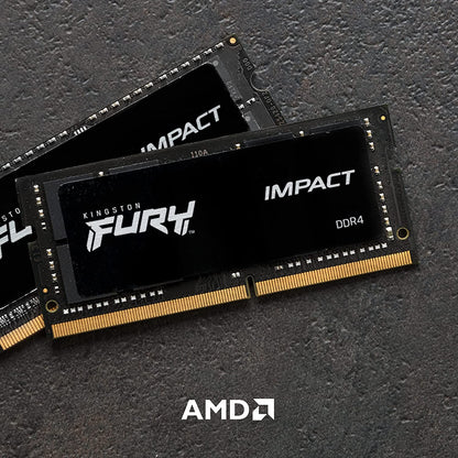 Kingston FURY Impact 64GB (2x32GB) 3200MHz DDR4 CL20 Laptop Memory Kit of 2 KF432S20IBK2/64, Black