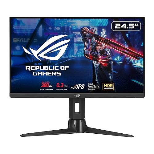 ASUS ROG Strix 380Hz 25” (24.5-inch viewable) 1080P HDR Esports Gaming Monitor (XG259QN) - 0.3ms, Fast IPS, FreeSync Premium, ELMB Sync, DisplayPort, HDMI, USB Hub, DisplayHDR 400, 3 Year Warranty