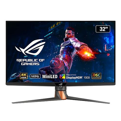 ASUS ROG Swift 32” 4K Mini LED Gaming Monitor (PG32UQXR) -UHD (3840 x 2160), 160Hz, 1ms, Fast IPS, Local dimming, FreeSync Premium Pro, HDMI 2.1, DisplayPort 2.1 with DSC, Quantum Dot, DisplayHDR1000 32 4K 160Hz FreeSync Premium Pro Monitor
