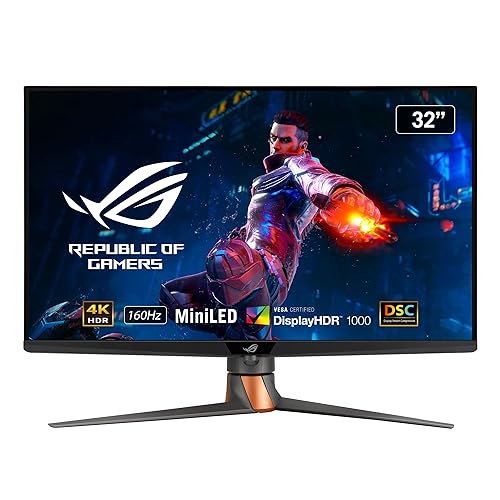 ASUS ROG Swift 32” 4K Mini LED Gaming Monitor (PG32UQXR) -UHD (3840 x 2160), 160Hz, 1ms, Fast IPS, Local dimming, FreeSync Premium Pro, HDMI 2.1, DisplayPort 2.1 with DSC, Quantum Dot, DisplayHDR1000 32 4K 160Hz FreeSync Premium Pro Monitor