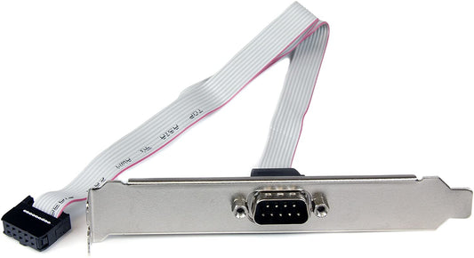 StarTech.com 16in (40cm) 9 Pin Serial Male to 10 Pin Motherboard Header Slot Plate - motherboard Serial Port Adapter (PLATE9M16), Gray