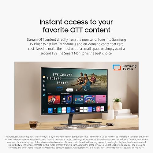 Samsung 32 inch M5 Black FHD Smart Monitor with Smart TV Apps, Gaming Hub, Multiple ports (LS32DM500ENXGO) [Canada Version] (2024)