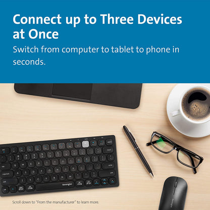 Kensington Multi-Device Dual Wireless Compact Keyboard - Black (K75502US) Compact Wireless Black