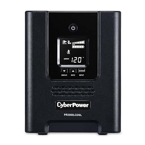 CyberPower PR3000LCDSL Smart App Sinewave UPS System, 3000VA/2700W, 7 Outlets, AVR, Mini-Tower