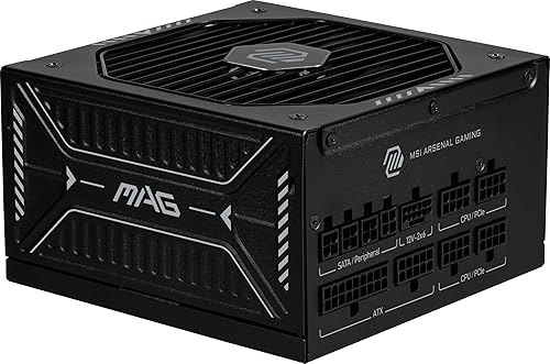 MSI MAG A1000GLS PCIE5 Gaming Power Supply - Full Modular - 80 Plus Gold Certified 1000W - Compact Size - ATX 3.1 and PCIE 5.1 Ready - MAG A1000GLS PCIE5 1000W Gold
