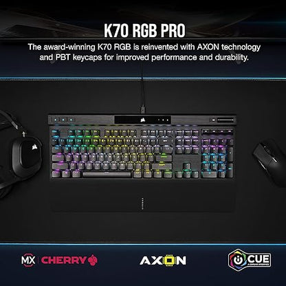 Corsair K70 RGB PRO Wired Mechanical Gaming Keyboard (CHERRY MX RGB Blue Switches: Tactile and Clicky, 8,000Hz Hyper-Polling, PBT DOUBLE-SHOT PRO Keycaps, Soft-Touch Palm Rest) QWERTY, NA - Black K70 RGB PRO MX BLUE (Clicky) Black