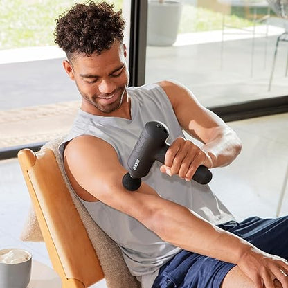 Homedics Therapist Select Percussion Massager, Deep Tissue Muscle Massage Gun, 3 Intensity Levels, Rechargeable Battery, 4 Attachments, for Back, Shoulder, Neck, with Storage Case