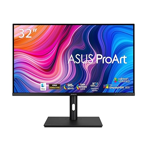 ASUS ProArt Display 32” 1440P Monitor (PA328CGV) - QHD (2560 x 1440), IPS, 165Hz, 95% DCI-P3, 100% sRGB/Rec.709, ?E < 2, Calman Verified, USB-C Power Delivery, DisplayPort, HDMI, USB 3.1 Hub, C-clamp 32 IPS QHD 165Hz C-clamp USB-C