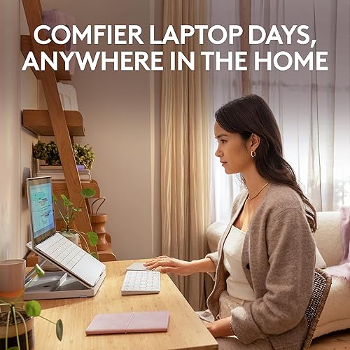 Logitech Casa Pop Up Desk Work from Home Kit with Laptop Stand, Wireless Keyboard & Touchpad, Bluetooth, USB C Charging, for Laptop/MacBook (10” to 17”) - Windows, macOS, ChromeOS - Nordic Calm