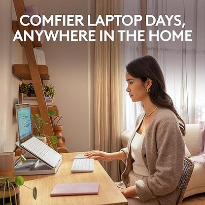 Logitech Casa Pop Up Desk Work from Home Kit with Laptop Stand, Wireless Keyboard & Touchpad, Bluetooth, USB C Charging, for Laptop/MacBook (10” to 17”) - Windows, macOS, ChromeOS - Nordic Calm