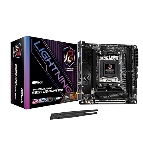 ASRock B650I LIGHTNING WIFI Gaming Desktop Motherboard - AMD B650 Chipset - Socket AM5 - Mini ITX - Ryzen 5, Ryzen 7, Ryzen 9 Processor Supported - 128 GB DDR5 SDRAM Maximum RAM - DIMM, UDIMM - 2 x Memory Slots
