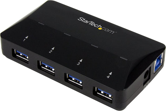 StarTech.com 4-Port USB 3.0 Hub Plus Dedicated Charging Port - 1 x 2.4A Port - Desktop USB Hub and Fast-Charging Station (ST53004U1C) Black 4 Port + Charge Port