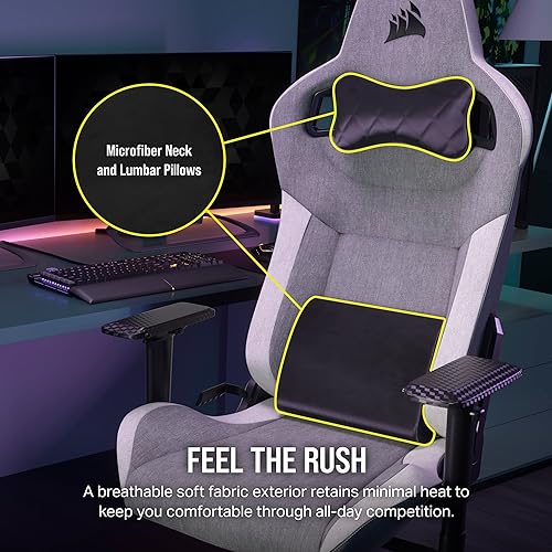Corsair T3 Rush (2023) Gaming Chair, One Size, Gray and White