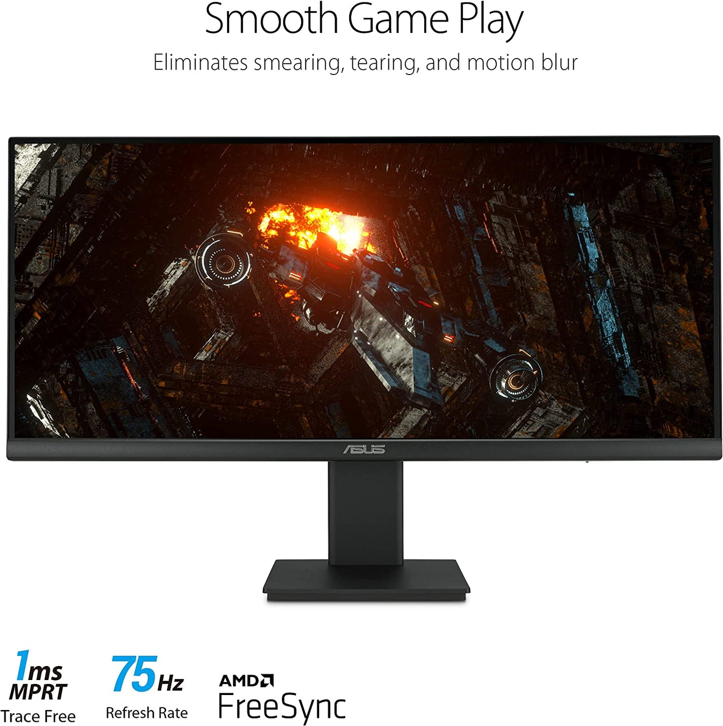 ASUS 29” 1080P Ultrawide HDR Monitor (VP299CL) - 21:9 (2560 x 1080), IPS, 75Hz, 1ms, USB-C w/ 15W Power Delivery, FreeSync, Eye Care Plus, HDR-10, VESA Mountable, HDMI, DisplayPort, Height Adjustable 29” IPS 1ms FHD 21:9 HDR USB-C Power Delivery Monitor