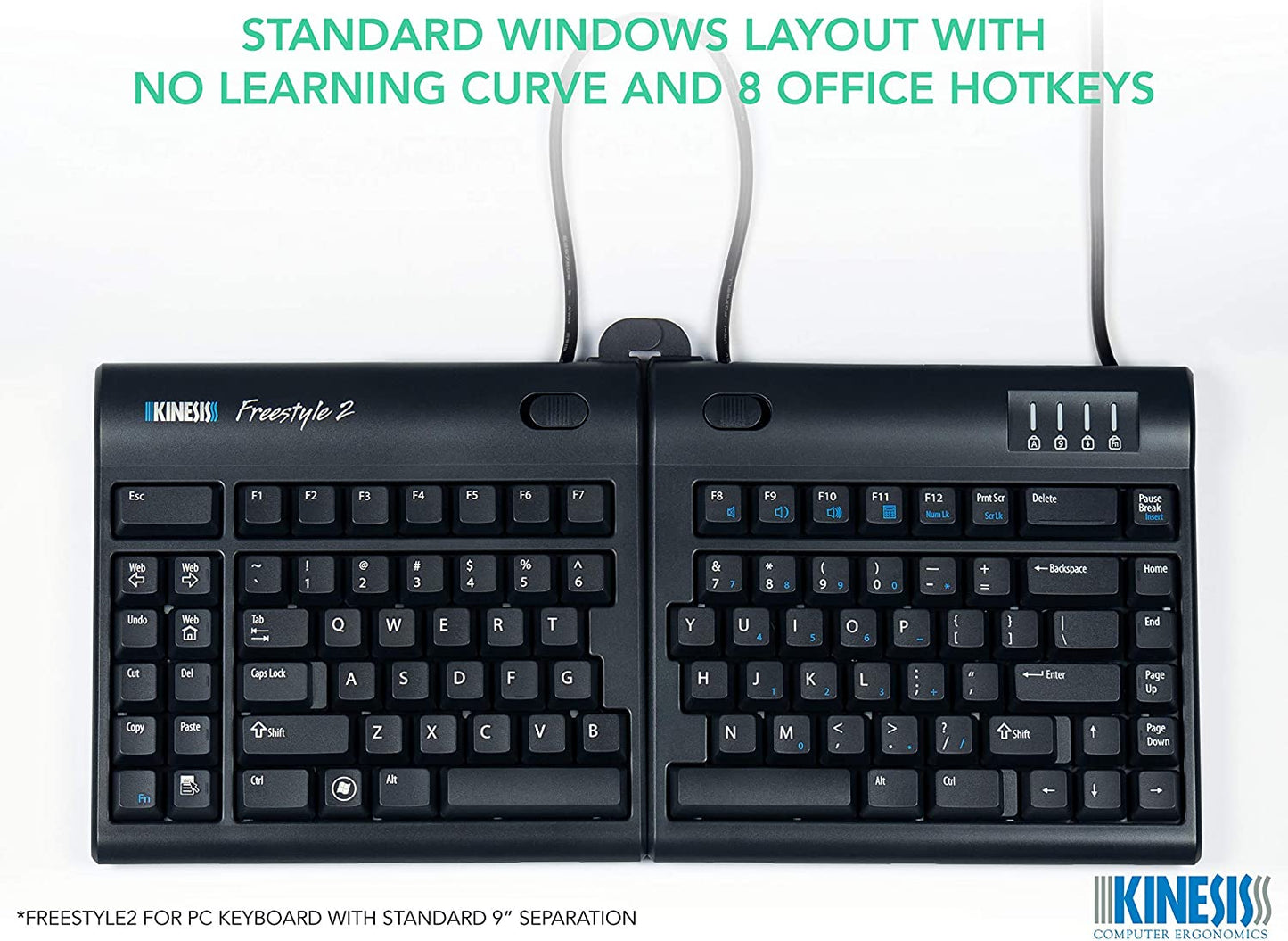 Kinesis Freestyle2 Keyboard for PC- French Canadian Tri-Color Bilingual Legendin