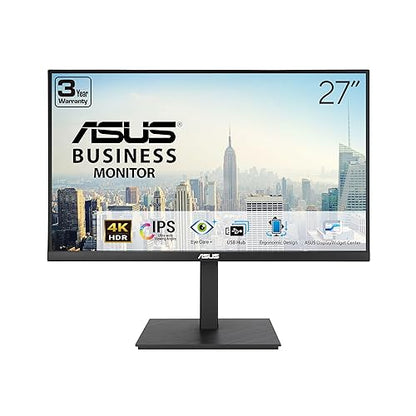 ASUS 27” 4K Business Monitor (VA27UQSB) - UHD (3840 x 2160), IPS, Frameless, HDR10, DisplayPort, Dual HDMI, Speakers, Eye Care, Ergonomic, pivot, swivel, height adjustable, DisplayWidget, 3yr warranty