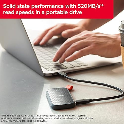 SanDisk 1TB Portable SSD - Up to 520MB/s, USB-C, USB 3.2 Gen 2 - SDSSDE30-1T00-G25 Previous Generation 1TB