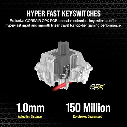 Corsair K70 PRO RGB Optical-Mechanical Gaming Keyboard - OPX Linear Switches, PBT Double-Shot Keycaps, 8,000Hz Hyper-Polling, Magnetic Soft-Touch Palm Rest - NA Layout, QWERTY - White K70 RGB PRO OPX Optical (Linear & Fast) White