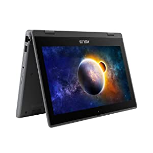ASUS BR1100 Laptop, BR1100FKA-QE1SLS-CB, 11.6" HD Touch Screen Glossy Display, Intel Celeron N4500, 4GB RAM, 128GB Storage, MIL-STD 810H, TPM 2.0, Windows 10 Pro, Star Grey Bilingual KB, 4G LTE BIL 4GB/128GB LTE