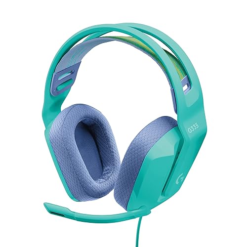 Logitech G335 Wired Gaming Headset, with Flip to Mute Microphone, 3.5mm Audio Jack, Memory Foam Earpads, Lightweight, Compatible with PC, Playstation, Xbox, Nintendo Switch - Mint Mint Wired
