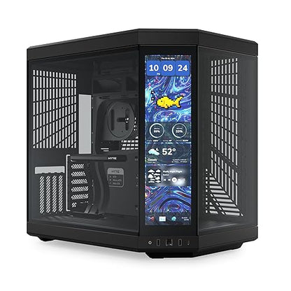 HYTE Y70 Touch Infinite Dual Chamber ATX Mid Tower Modern Aesthetic Case with Integrated 2.5K LCD Touchscreen - Pitch Black