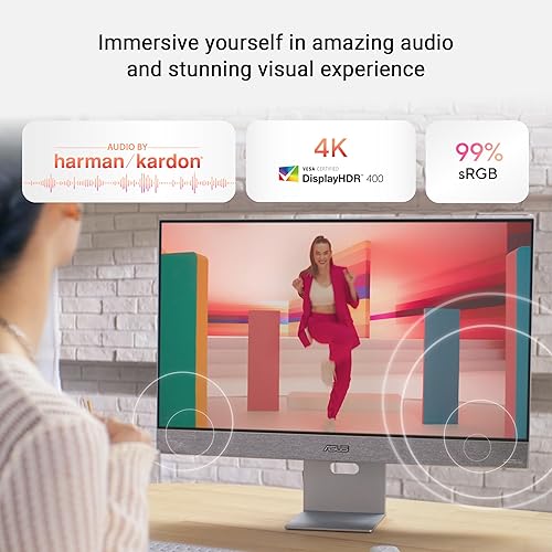 ASUS ZenScreen 27” 4K USB-C Smart Monitor (MS27UC) - UHD (3840 x 2160) IPS, 99% sRGB, Google TV, Harman Kardon Speakers, USB-C 90W PD, USB Hub, Wireless Display, Netflix and YouTube