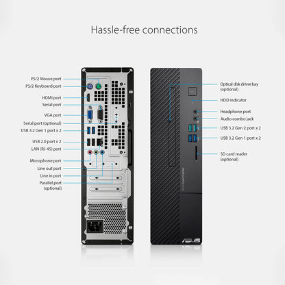 ASUS ExpertCenter D500SC Small Form Factor Desktop PC, Intel Core i5-11400, 8GB DDR4 RAM, 512GB PCIe SSD, TPM, Windows 11 Professional, Black, D500SC-XH503 Intel Core i5-11400 8 GB 512 GB Windows 11 Pro