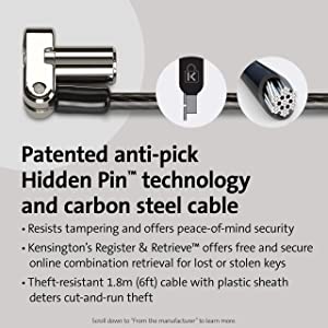 Kensington Universal 3-in-1 Keyed Laptop Locks - Standard Keyed (K62318WW) Universal 3-in-1 keyed Laptop Lock