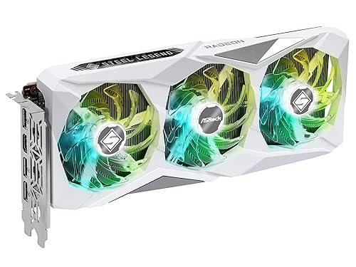 ASRock AMD Radeon RX 7600 Steel Legend 8GB OC GDDR6 128-bit 0dB Silent Cooling Graphics Card DisplayPort 7680 x 4320 HDMI 18 Gbps 3 Fans PCI Express 4