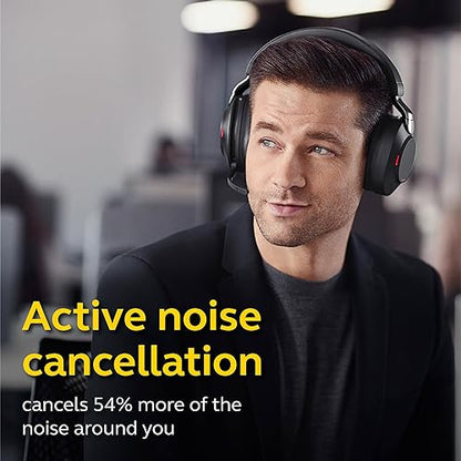 Jabra Evolve2 85 UC Wireless Headphones with Link380c & Charging Stand, Stereo, Black – Wireless Bluetooth Headset for Calls and Music, 37 Hours of Battery Life, Advanced Noise Cancelling Headphones