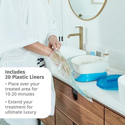 Homedics Paraffin Wax Machine for Hands - Hypoallergenic Hot Wax Hand Therapy Machine to Soothe and Moisturize Hands - Includes 3 Pounds of Wax and 20 Hand Liners Blue