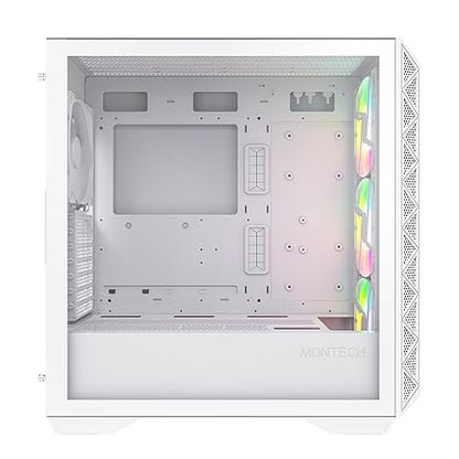 Montech AIR 903 MAX, E-ATX Mid Tower Case, High Airflow, 3X 140mm ARGB PWM & 1x 140mm PWM Fans Pre-Installed, Tempered Glass Side Panel, Mesh Front, Type-C, Support 4090 GPUs, White AIR 903 MAX (W)