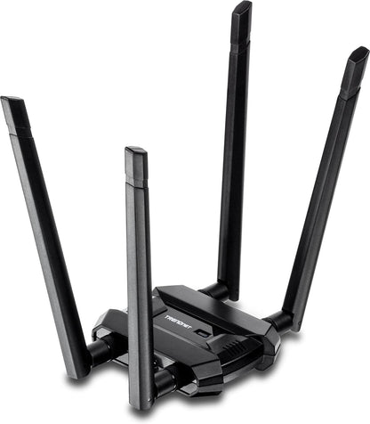 TRENDnet AC1900 High Power Dual Band Wireless USB Adapter, Increase-Extend WiFi Wireless Coverage, Stream 4K HD Video, Windows-Mac OS Compatible, USB 3.0 to USB Type A, Black, TEW-809UB