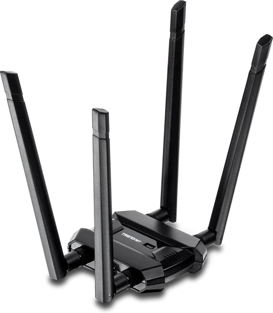 TRENDnet AC1900 High Power Dual Band Wireless USB Adapter, Increase-Extend WiFi Wireless Coverage, Stream 4K HD Video, Windows-Mac OS Compatible, USB 3.0 to USB Type A, Black, TEW-809UB